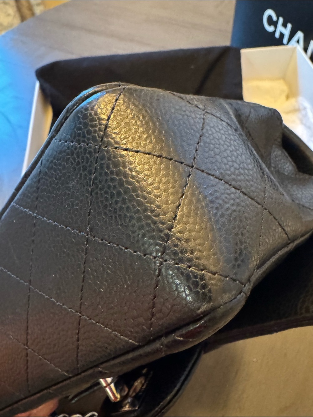 CHANEL Black Quilted Caviar Leather Mini Flap Crossbody with Silver Hardware - Picture 7 of 10